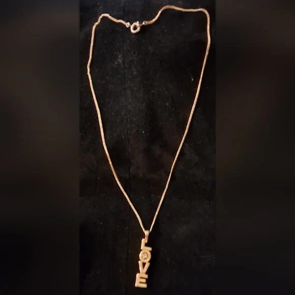 AVON Gold Tone 'LOVE' Pendant Necklace with Cubic Zirconia - Picture 2 of 4